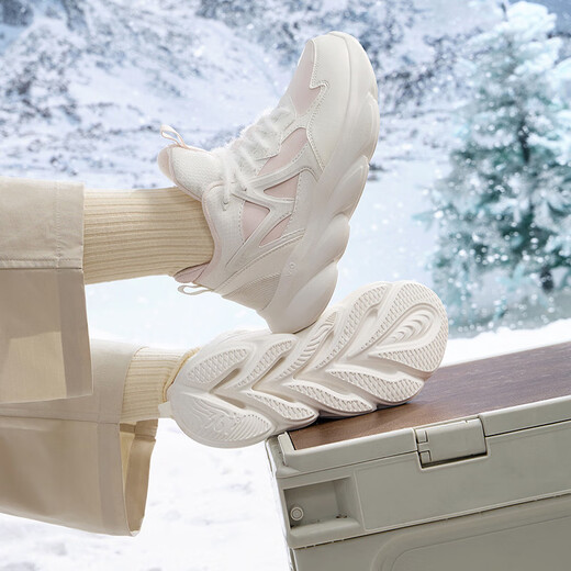 361 Sports shoes for women, autumn and winter high-top plus velvet warm cotton shoes, thick-soled casual running shoes for women 682442235A-2