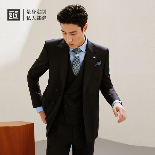 Long Qingxiang business fashion suit, four seasons, door-to-door custom-made slim fit wedding dress, groom suit for men, dark blue 180B (one version per person, customized size)