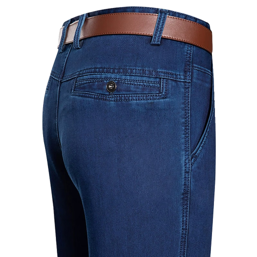 Pier Cardin Light Luxury High-End High-Wist-End Jeans para hombres en verano Floje elástico de mediana edad y anciano Padrada informal de pantalones rectos delgados 3892 Modelos negros 29