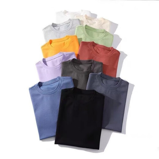 Second-book needle 300g pure cotton heavy-duty short-sleeved T-shirt for men and women solid color thick, untransparent loose casual five-point sleeves light pink - 300g heavy-weight S recommended 100-120Jin [Jin equals 0.5 kg]