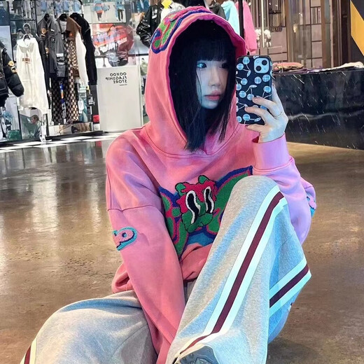 MWM Purple Sweater Women's Spring and Autumn New Loose Slim Hooded Pullover Long Sleeve Top Women's Jacket Pink M(169-177)