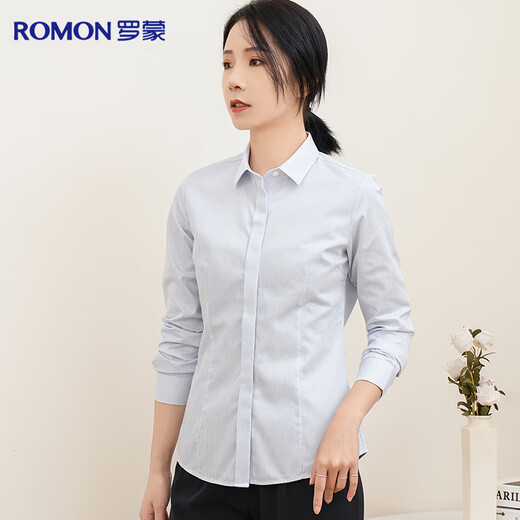 Romon DP no-iron 100% cotton anti-wrinkle long-sleeved shirt for women pure cotton no-iron slim business striped shirt for women