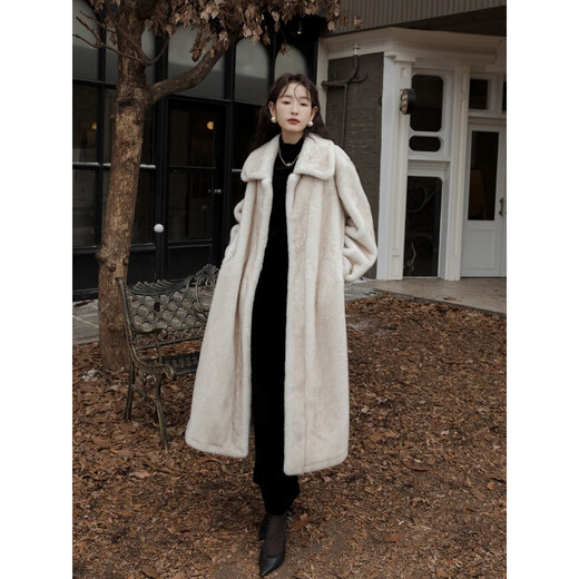 Abrigo de piel de visón para mujer de la marca Tafu invierno 2025 nuevo abrigo de visón entero de terciopelo importado delgado blanco nieve-110 longitud 160/84A(M) recomendado 44-65 kg