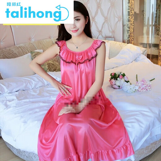 Talihong 2023 Nachthemd für Frauen 300 Jin [Jin ist gleich 0,5 kg] Gewicht erhöhen, um 200 lose große Fettsäure-Mm-Sommer-Dünn-Eis-Seidenstil zu erhöhen.