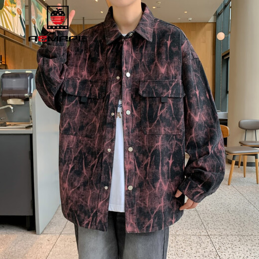 AEMAPE春秋季新款青少年牛仔外套男潮牌夹克上衣服时尚百搭休闲衬衫款式 16823粉色 M