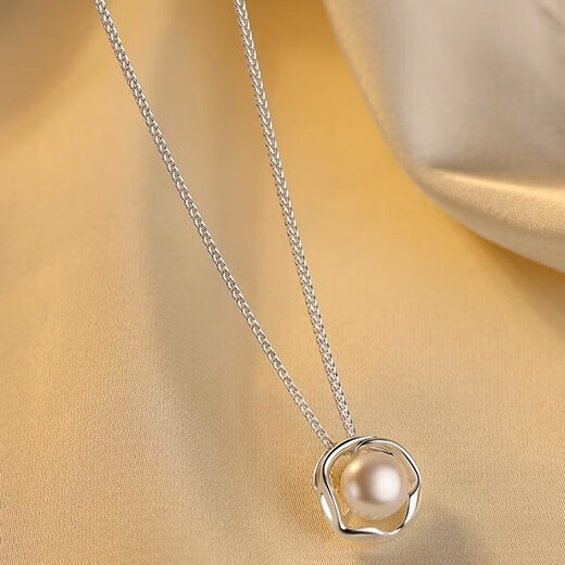 Necklace Women's Single Pearl Silver Necklace Light Luxury Niche Necklace Clavicle Chain Women's High-end Jewelry Temperament Pendant Pearl Pendant Necklace
