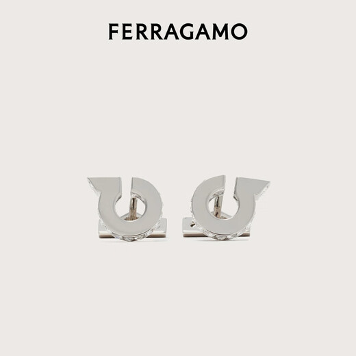 菲拉格慕（Ferragamo）男士灰色Gancini袖扣 0776343 礼物送男友