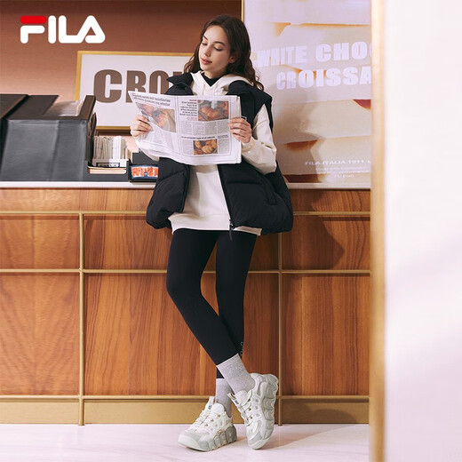 FILA Croissant Shoes Sneakers Women's Casual Shoes Dad Shoes Thick-Soled Shoes Tofu White/Oatmeal Color-TO 37.5