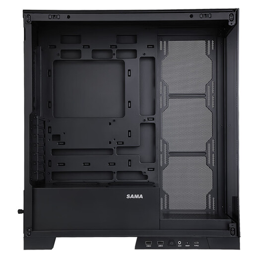 先马（SAMA）大境界 黑色 ATX电脑海景房机箱台式机 双面玻璃/可拆支柱/双U3+Type-C/支持背插式主板360水冷