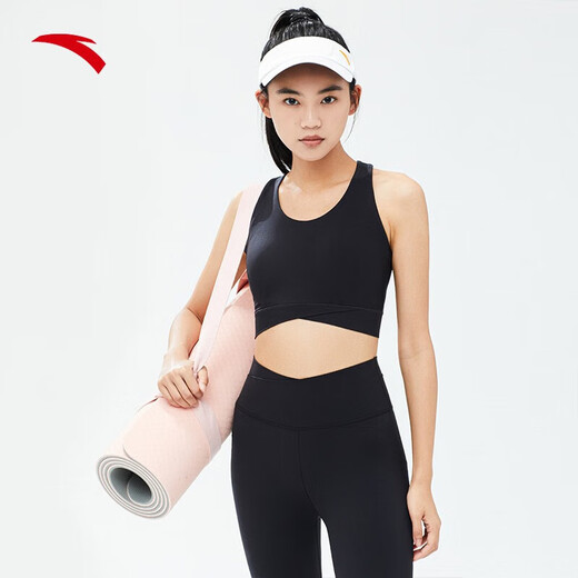 ANTA Small Waist Sports Vest Women's Autumn and Winter Outdoor Pilates Yoga Underwear Fitness Cushioning Bra BRA Basic Black-4 XS
