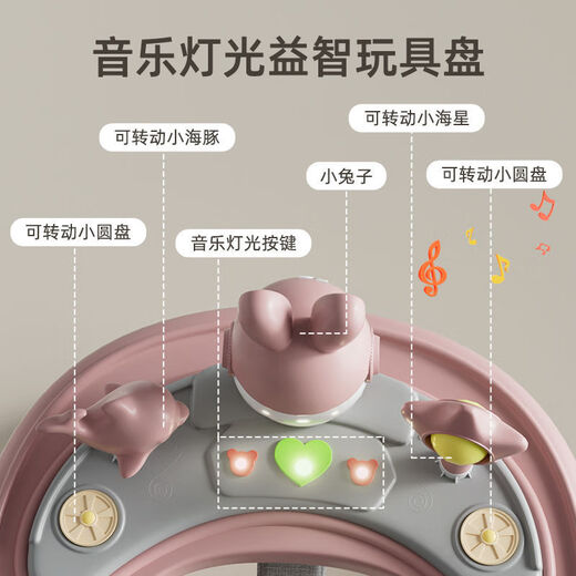 Shien Baby Walker 2025 Nouvelle Poussette pour Enfants Bébé Anti-renversement Apprentissage Conduite Multifonctionnelle Aide À La Marche Anti-O-Leg Modèle D'assiette Rose + Roue Ordinaire