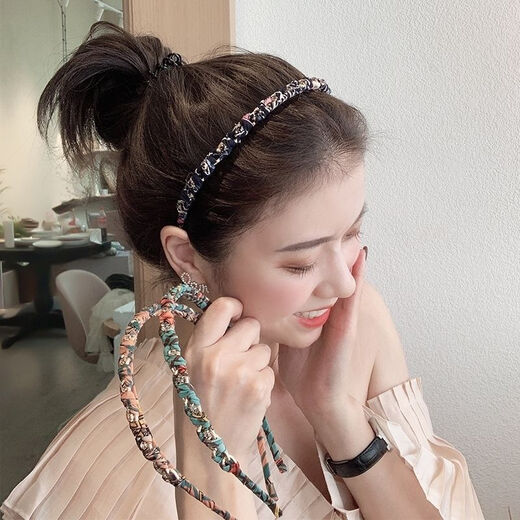 Qijitu headband 2024 new Korean style high-end fabric rhinestone headband fine pressure hairpin hairpin hairpin hidden pink