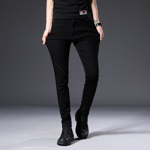 
AEMAPE American Apple high-end jeans men's summer thin slim straight versatile stretch men's casual pants men 902 black regular size 32 size waist circumference 2 feet 5 suitable for 130-140Jin [Jin equals 0.5 kg]
