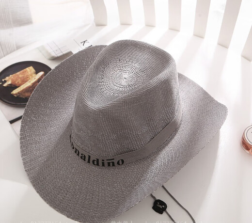 Cowboy-Hut Herren-Leinen Amerikaner westlicher Sommer Top Hut trendy Mädchen Jazzhut Strohhut Strandhut Sonne Hut atmungsaktiv off White M (56-58 cm)