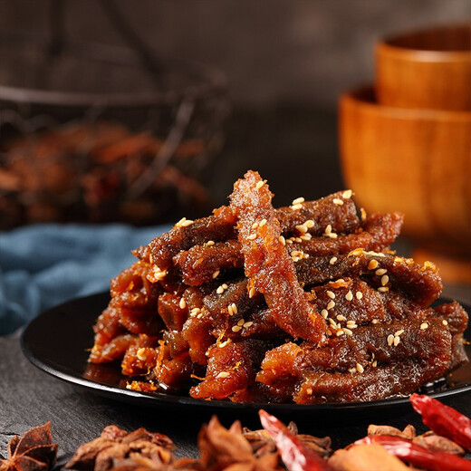 Drei Eichhörnchen Shuxiang Beef würzig 400 g Geschenkbox Sichuan Snacks und Snacks Snacks Snacks Snacks, um Ihr Verlangen zu befriedigen, ruckartig Fleisch Jerky