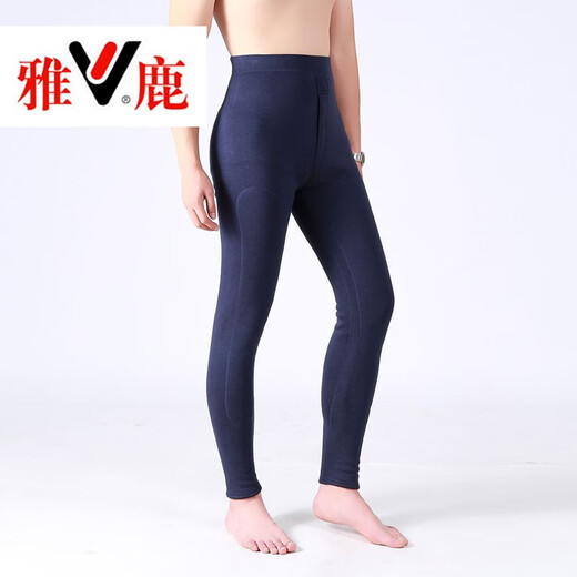 Yalu Autumn and Winter Warm Pants Men's Cashmere Thickened Cotton Pants Men's Cashmere Slim Fit Stretch High Waist All-in-One Velvet Pants Men's Velvet Pants Men Black Gray (About 780g) 175 (Suitable for 130-160Jin Jin is equal to 0.5 kg)