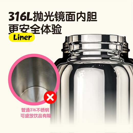 Uooha Thermos Cup, Sie trinken doppelte Getränke Hochwertigen Wasserbecher, Kinderbecher, große Kapazität, Jungen, Blind Box Cup, Helen Garden-Pink Rose 500 ml