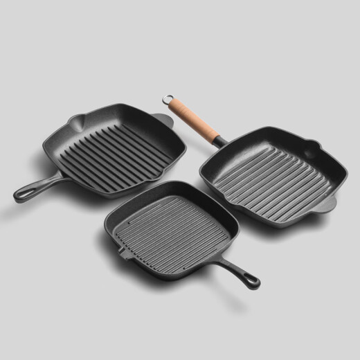 POIUY steak household pot cast iron frying pan special coating plate barbecue non-stick steak pot non-stripe pan induction cooker 24cm steak pot ++ meat plate