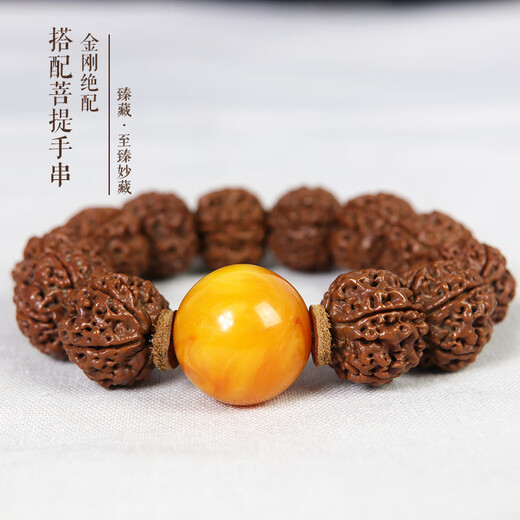 DL 1998 Fat Donglai quality beeswax single beads natural chicken oil yellow old round beads loose beads beads with beads bracelet Buddha beads diamond star chicken oil yellow old honey round beads 16mm single