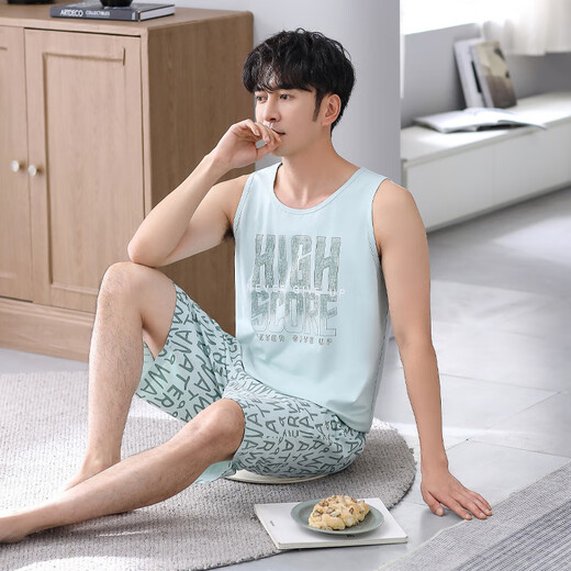 
Modal pajamas men's summer new style modal sleeveless vest casual simple large size dad's home clothes can be worn outside suit 1049 white XL 140-160Jin [Jin equals 0.5 kg]