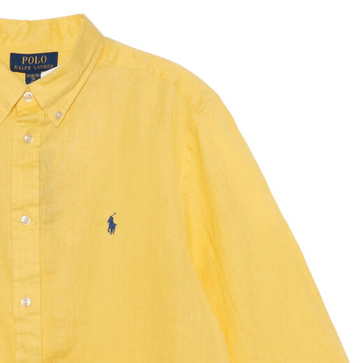 RALPH LAUREN Ralph Lauren solid color pony embroidered lapel single-breasted long-sleeved shirt yellow children's yellow S