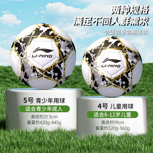 李宁（LI-NING）足球训练比赛用球中考专业标准世界杯 儿童青少年学生运动球 4号黑金【TPU机缝】LFQK673-1