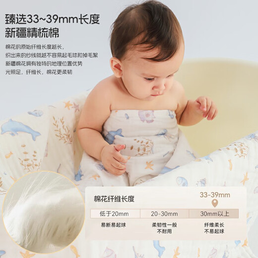 Newborn baby pure cotton bath towel baby gauze blanket kindergarten children's towel bath towel air conditioning blanket blanket Xingyue Bear-110*110cm 6 layers
