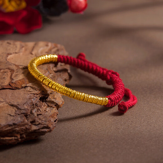 Zhaoliang Ancient Style Gold Armband Gold Armband Women's Natal Rotes Seilarmband Goldbrazelement Valentinstag Geschenk etwa 9 Gramm (Halbkreis der Müllkippe)