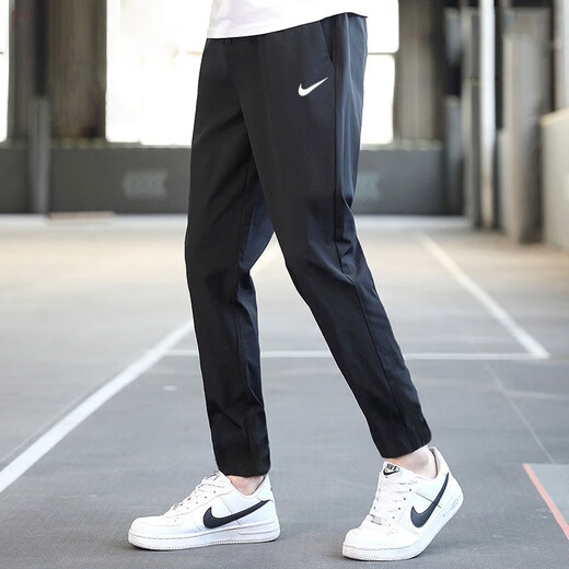 NIKE耐克运动裤子男春夏新款休闲裤跑步训练健身舒适梭织透气快干长裤 DM6627-010/梭织快干/白勾 XL