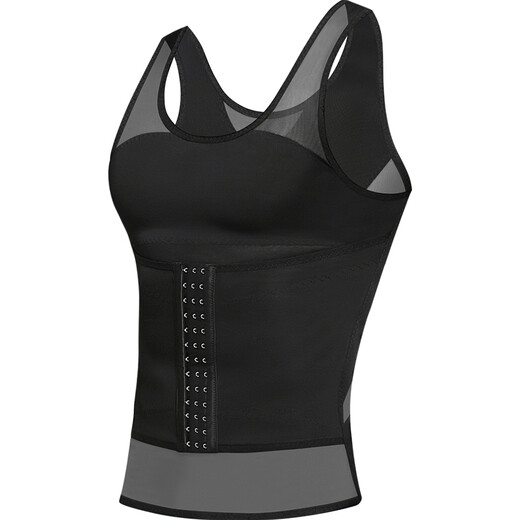 AIHUOLI shapewear men's tights sports bra corset waist corset top shaping flesh-hiding artifact belly vest corset black XL recommended 130-170Jin Jin equals 0.5 kg