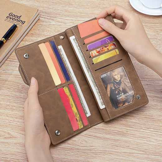 马莎兰缇（MashaLanti）男士钱包长款多功能皮夹钱包时尚大容量零钱包卡生日礼物送老公 咖啡色-新时尚款