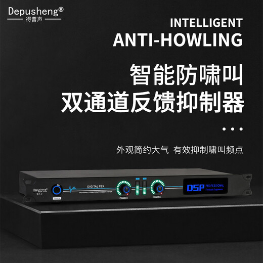 Depusheng D2.2 professional fully automatic anti-howling wireless microphone digital feedback suppression conference microphone frequency shifter stage processor two-in and two-out professional frequency shifter