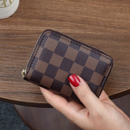 Anti-demagnetization card bag for women, multiple cards, credit card, ID card, business card clip, bank card cover, change, driver's license, lychee pattern rose red
