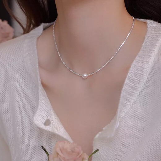 Collar de plata roto Glten para niñas 2025 Nuevo estilo para el cumpleaños de las niñas Regalo de San Valentín Chino para la novia y la esposa Pearl Pearl. Collar de perlas de plata rota de plata + certificado