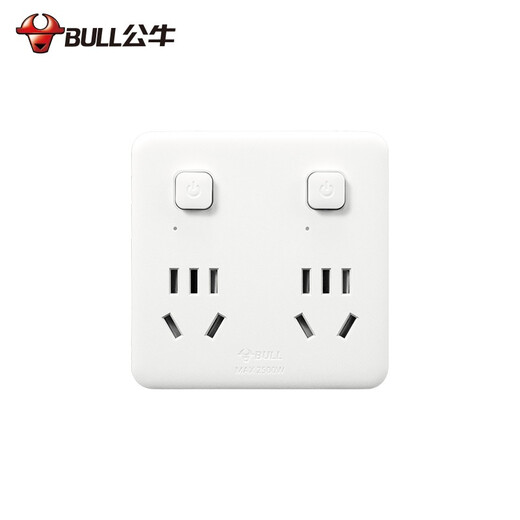 BULL plug strip/socket/one-turn multi-function socket/suitable for type 86 wall socket/suitable for bedroom and kitchen type 86 one-turn four-point control socket GN-93223