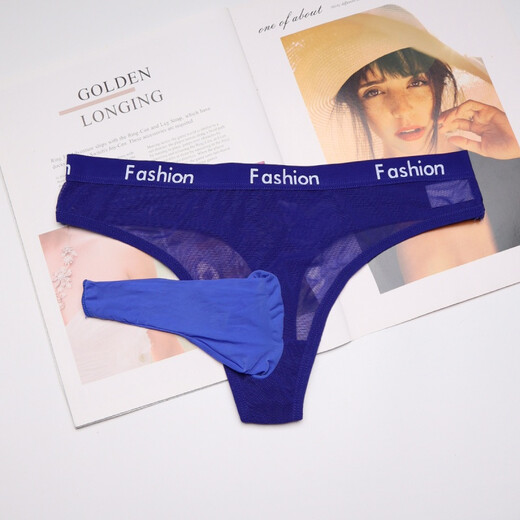 Long Night Men's Underwear Abnormal Nude Fully Transparent Thong European and American Gay Sex Set See-through Sexy Red (Open) One Size