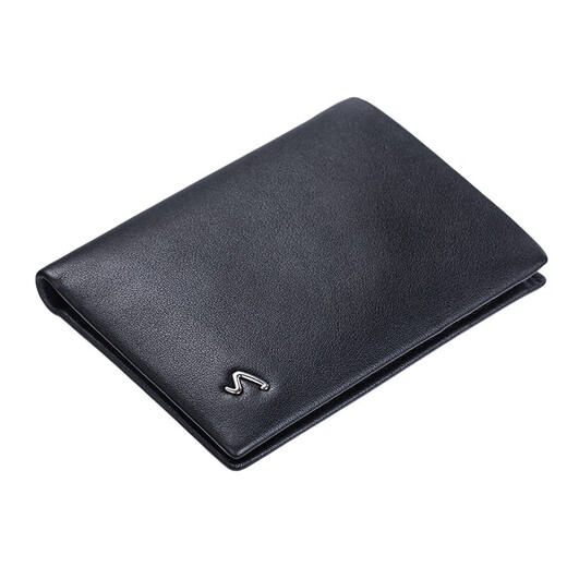 SaTCHI men's short wallet business casual cowhide vertical wallet gift box birthday gift men