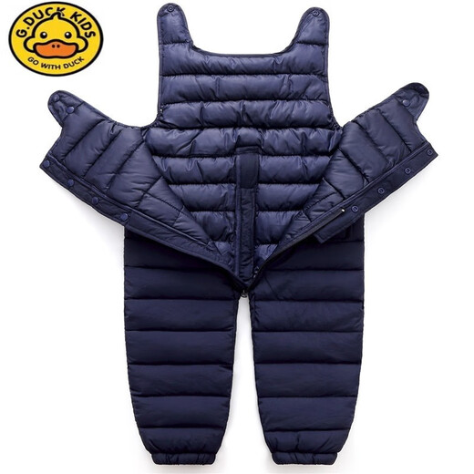 G.DUCKKIDS children's down cotton overalls boys and girls cotton pants open crotch 1-2 years old 3 baby jumpsuit winter thickened outer wear lake blue 110cm