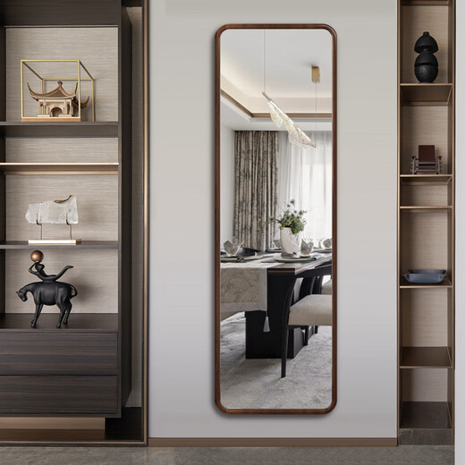 Babuchi full-body mirror black walnut dressing mirror medieval style solid wood floor-standing mirror imported villa mirror wall hanging large apartment 40*150 imported black walnut