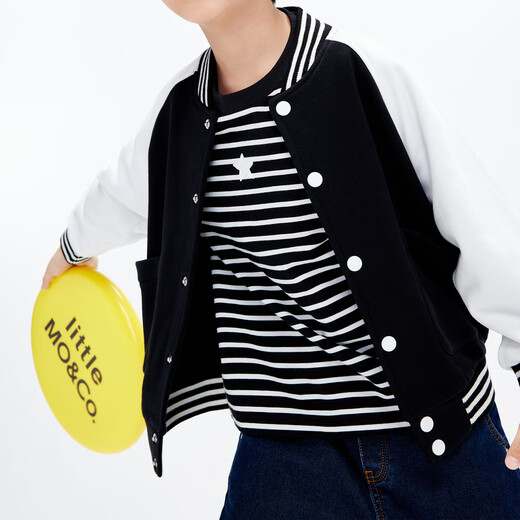Little MO&Co. Children's clothing spring and autumn boys' baseball uniforms girls' jackets children's jackets thin medium and large children black 100 110/52