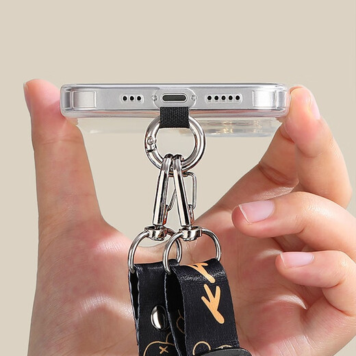 Uston mobile phone lanyard mobile phone chain halter crossbody carryable mobile phone case lanyard chain strap shoulder strap crossbody sling strong pendant wide version anti-lost artifact patch clip adjustable KWAS black bear crossbody/hangerneck | adjustable length