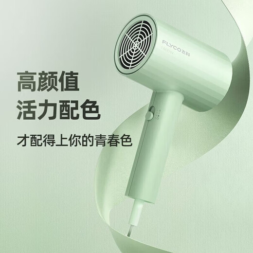 飞科电吹风大功率负离子恒温护发家用冷热大风量快速干发吹风筒 【恒温护发1800W】清新绿 FH6296 气垫梳