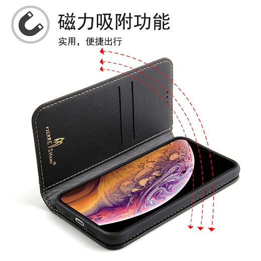 Shell Workshop Apple 12pro Max Mobiltelefon Hülle Echtes Leder Vollcard Card Wallet Leder Hülle iPhone12Mini Schutzhülle Anti-Fall-Fall-Hülle [Klassiker Schwarz] + Temperierter Film Apple 12pro [6,1 Zoll]