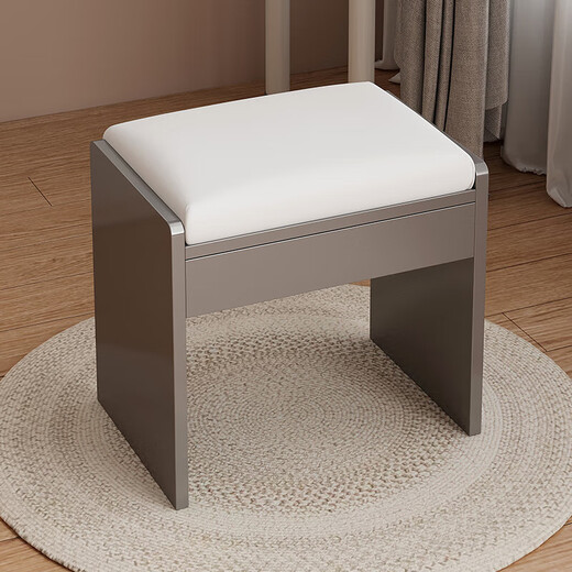 Haosenmeng Makeup Chair Home Girls Bedroom Dressing Table Stool Petal Chair Makeup Stool Light Luxury Manicure Backrest Chair Light Gray + White Leather (Dressing Stool)