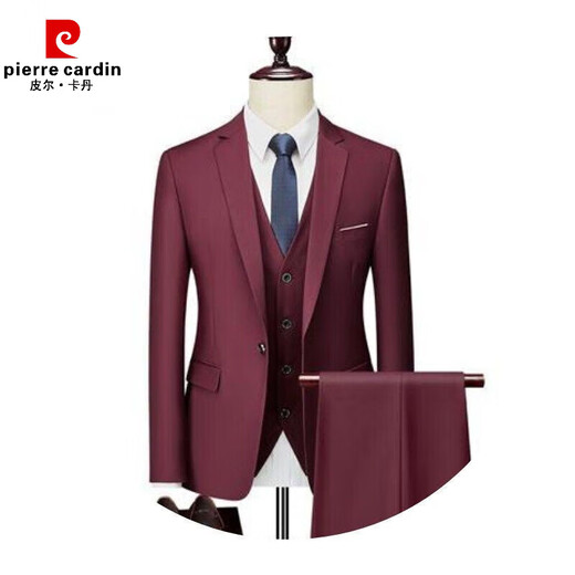 Pierre Cardin suit men's slim business casual professional formal wear bank insurance sales interview work men's small suit navy suit (suit top + pants) two buttons 3XL 145-160Jin Jin is equal to about 0.5 kg