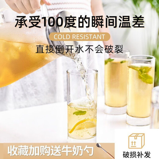 Ouxin imported milk cup glass cup transparent household heat-resistant drinking cup breakfast cup juice cup tea cup set straight cup 290ml 2 pieces