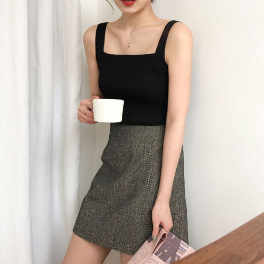 Clearance special heavyweight Hengyuanxiang camisole female summer Korean version white short style inner vest sweater women's bottoming shirt sleeveless small camisole top outer wear ins trendy black one size