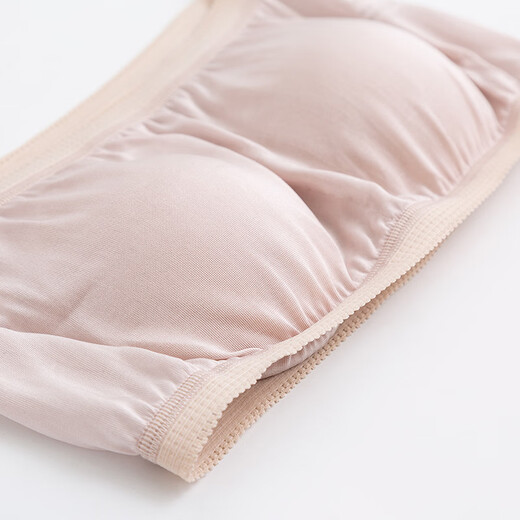Silk non-slip strapless tube top mulberry silk large size glossy wrap bra bottoming bra with breast pads white L