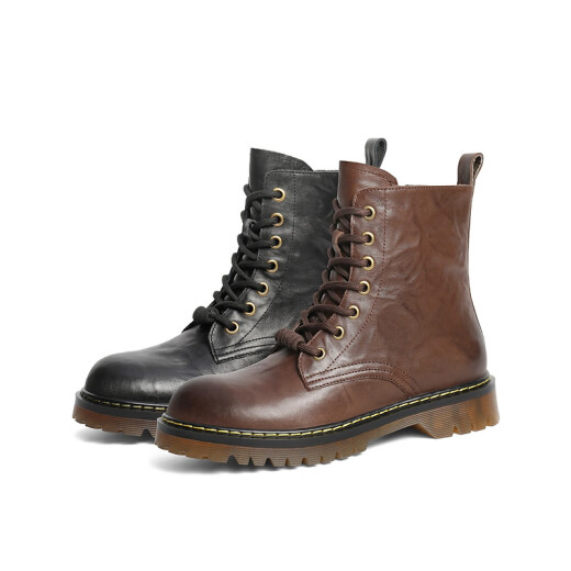 
Belle Street Retro Martin Boots Women's Shopping Mall Genuine Leather Outdoor Boots D3D1DDD4 Black-Single 36