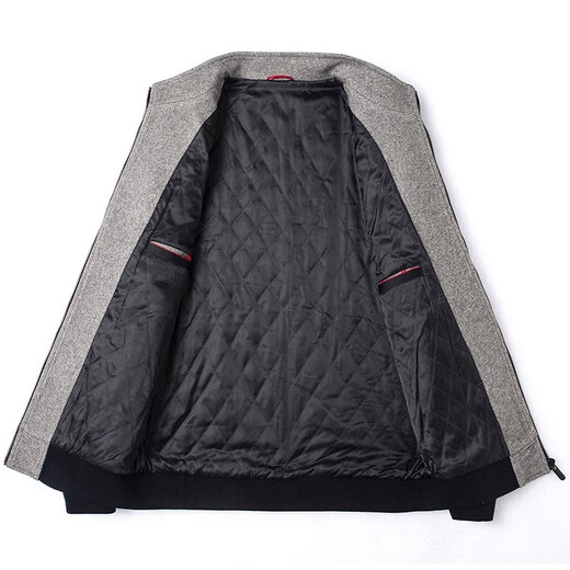 MONTAGUT Autumn and Winter Men's Business Padded Jacket Twill Warm Casual Stand Collar Jacket Off-White 54